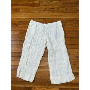 J Jill Linen Capri Pants Women's Size XLP Petites White Pull On Stretch Waist